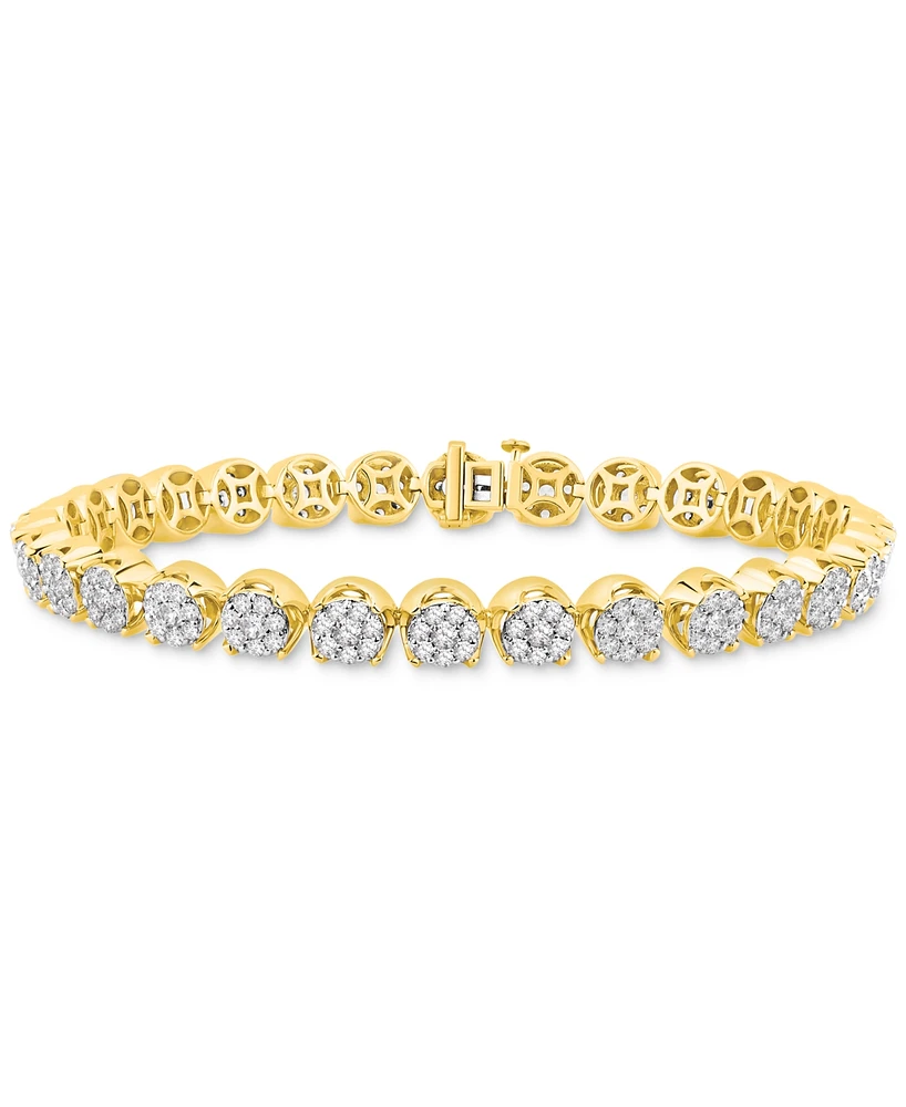 Men's Diamond Cluster Link Tennis Bracelet (5 ct. t.w.) in 10k Gold