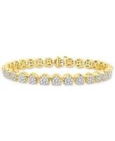 Men's Diamond Cluster Link Tennis Bracelet (5 ct. t.w.) in 10k Gold