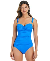 Bleu by Rod Beattie Women's Life's A Beach Shirred Underwire One-Piece Swimsuit