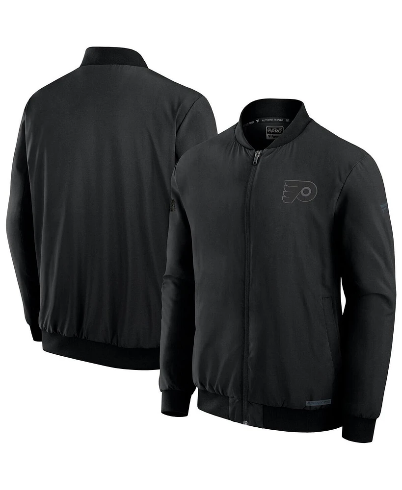 Fanatics Men's Black Philadelphia Flyers Authentic Pro Road Full-Zip Bomber Jacket