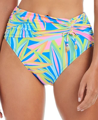 Bleu by Rod Beattie Women's On The Bright Side Printed High-Waist Sarong Bikini Bottoms