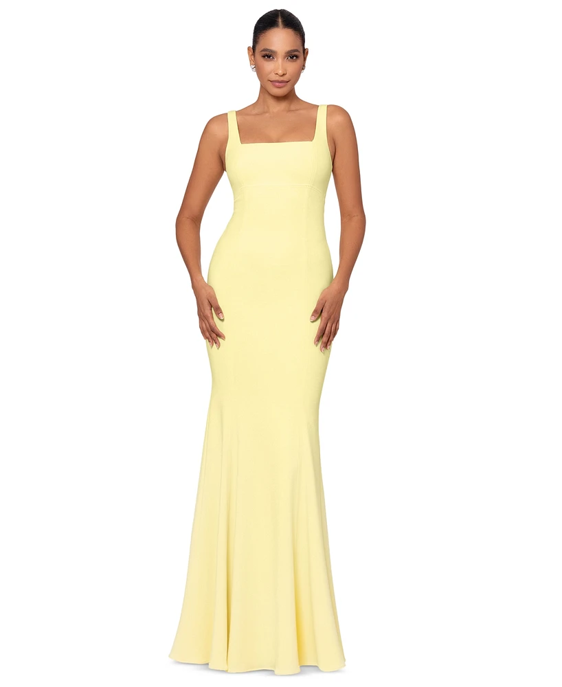 Betsy & Adam Women's Square-Neck Sleeveless Gown