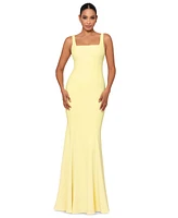Betsy & Adam Women's Square-Neck Sleeveless Gown
