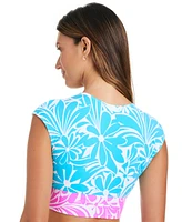 Bleu by Rod Beattie Women's Sock It To Me Printed Cap Sleeve Bikini Top
