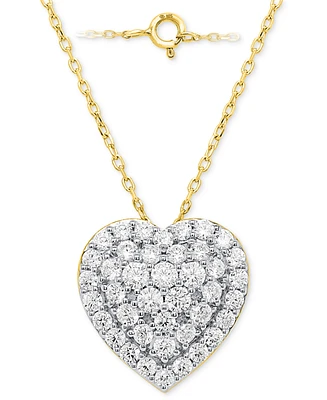 Forever Grown Diamonds Lab-Grown Diamond Cluster Heart 18" Pendant Necklace (2 ct. t.w.) in Sterling Silver or 14k Gold-Plated Sterling Silver