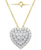 Forever Grown Diamonds Lab-Grown Diamond Cluster Heart 18" Pendant Necklace (2 ct. t.w.) in Sterling Silver or 14k Gold-Plated Sterling Silver