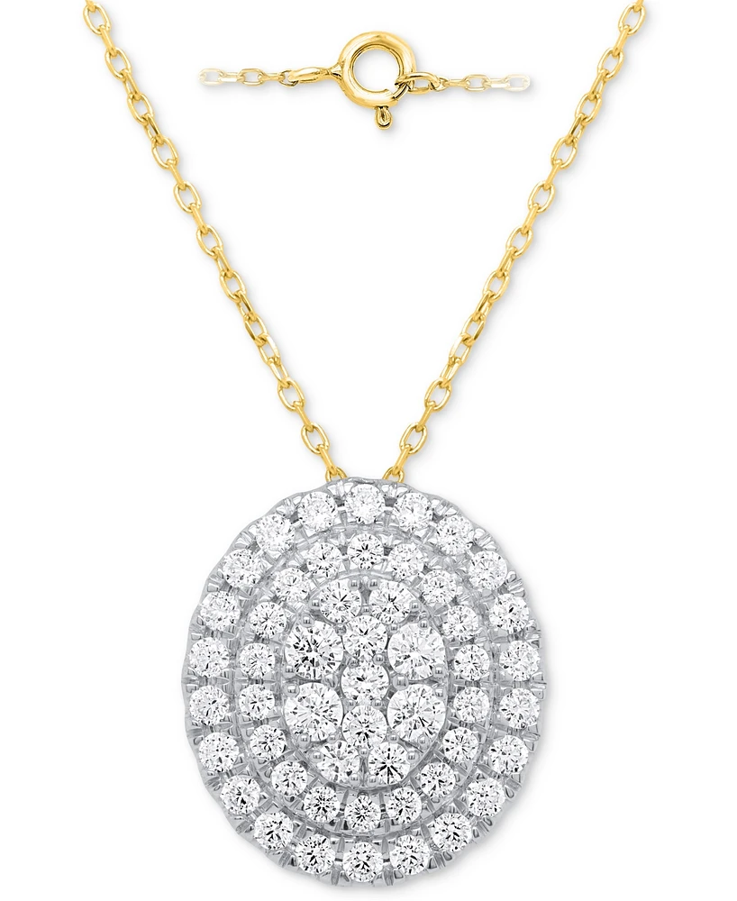 Forever Grown Diamonds Lab Diamond Double Halo Cluster 18" Pendant Necklace (2 ct. t.w.) Sterling Silver or 14k Gold-Plated