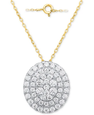 Forever Grown Diamonds Lab Diamond Double Halo Cluster 18" Pendant Necklace (2 ct. t.w.) Sterling Silver or 14k Gold-Plated