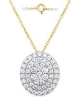 Forever Grown Diamonds Lab Diamond Double Halo Cluster 18" Pendant Necklace (2 ct. t.w.) Sterling Silver or 14k Gold-Plated