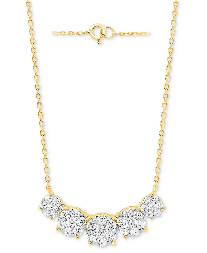 Forever Grown Diamonds Lab Diamond Five Cluster 18" Necklace (2 ct. t.w.) Sterling Silver or 14k Gold-Plated