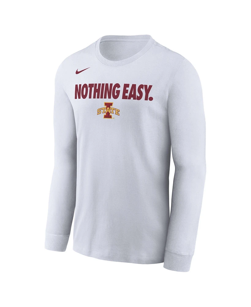 Nike Men's White Iowa State Cyclones 2025 On-Court Bench Long Sleeve T-Shirt