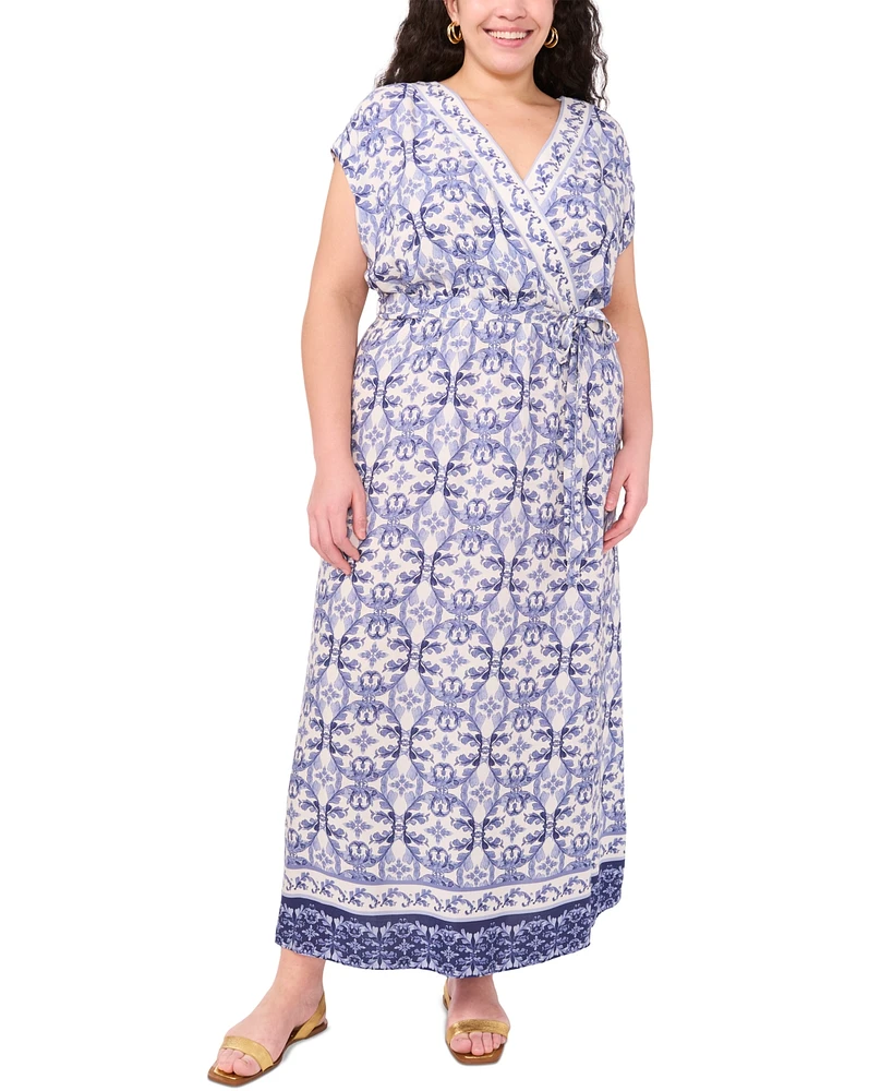 Vince Camuto Plus Printed Faux-Wrap Maxi Dress, Exclusively at Macy's