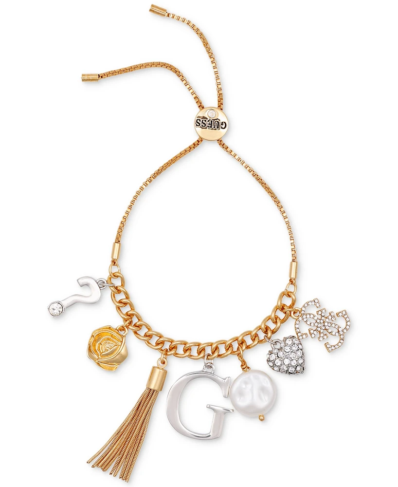 Guess Two-Tone Mixed Stone Multi-Charm Slider Bracelet