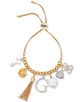 Guess Two-Tone Mixed Stone Multi-Charm Slider Bracelet