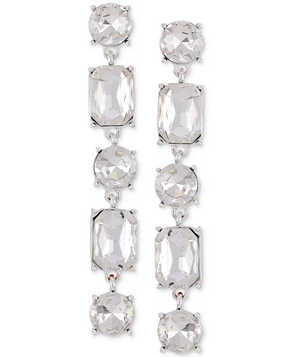 Guess Silver-Tone Mixed Rhinestone Linear Drop Earrings