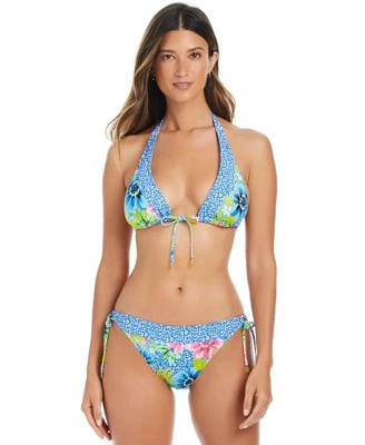 Bleu By Rod Beattie Womens Lets Get Away Triangle Bikini Top Side Tie Hipster Bikini Bottoms