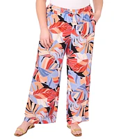 Vince Camuto Women's Tropical-Print Drawstring-Waist Wide-Leg Pants, Xs-3X