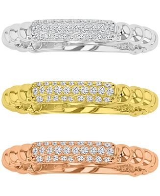 3-Pc. Set Cubic Zirconia Pave Textured Rings