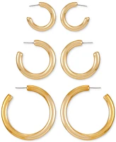 Guess 3-Pc. Set Polished Medium & Large Hoop Earrings