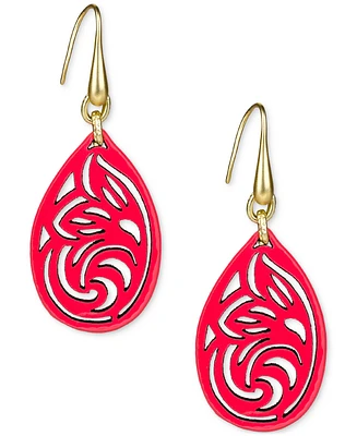 Patricia Nash Gold-Tone Lace Pattern Leather Drop Earrings