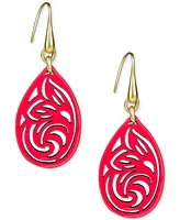 Patricia Nash Gold-Tone Lace Pattern Leather Drop Earrings