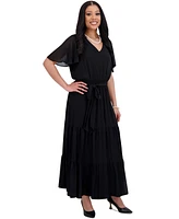 Kasper Women's V-Neck Flutter-Sleeve Maxi Dress, Regular & Plus Sizes