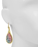 Patricia Nash Gold-Tone Greek Ombre Printed Leather Drop Earrings