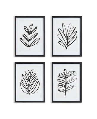 Sketched Leaf Prints, Set Of 4