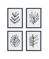 Sketched Leaf Prints, Set Of 4