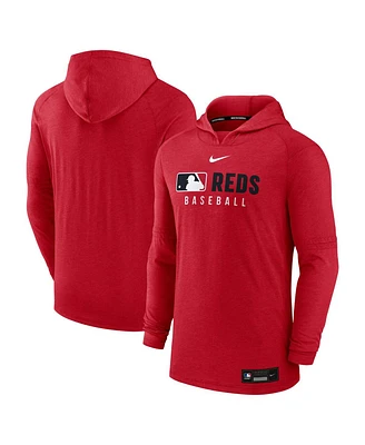 Nike Men's Heather Red Cincinnati Reds Authentic Collection Tri-Blend Performance Pullover Hoodie