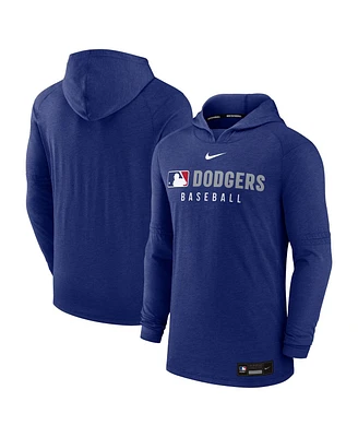 Nike Men's Heather Royal Los Angeles Dodgers Authentic Collection Tri-Blend Performance Pullover Hoodie