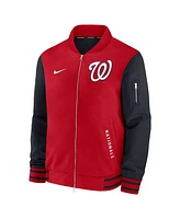 Nike Men's Red/Navy Washington Nationals Authentic Collection Dugout Full-Zip Bomber Jacket