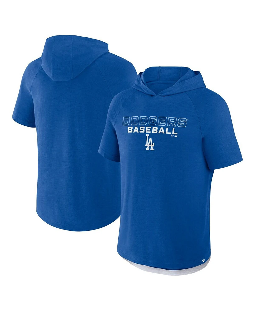 Fanatics Men's Royal Los Angeles Dodgers Clubhouse Optimal Play Raglan Short Sleeve Pullover Hoodie
