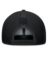 Fanatics Men's Black Pittsburgh Penguins Authentic Pro Road Stack Text A-Frame Adjustable Hat