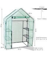 Deluxe Portable Walk-In Greenhouse with 4 Shelves