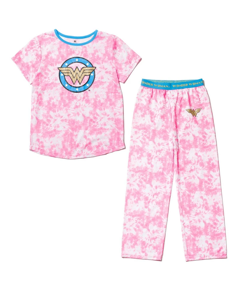 Justice League Girls Dc Comics Wonder Woman Pajama Shirt and Pants Sleep Set