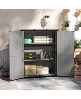 Outsunny Outdoor Storage Cabinet, Wood Garden Shed with 2 Shelves,