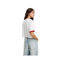Cotton On Women's V Neck Boxy Crop Graphic Tee