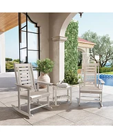 Outsunny 2 Outdoor Rocking Chairs, Hdpe High Back Patio Rockers