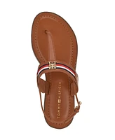 Tommy Hilfiger Women's Gabry Signature Stripe T-Strap Flat Sandals