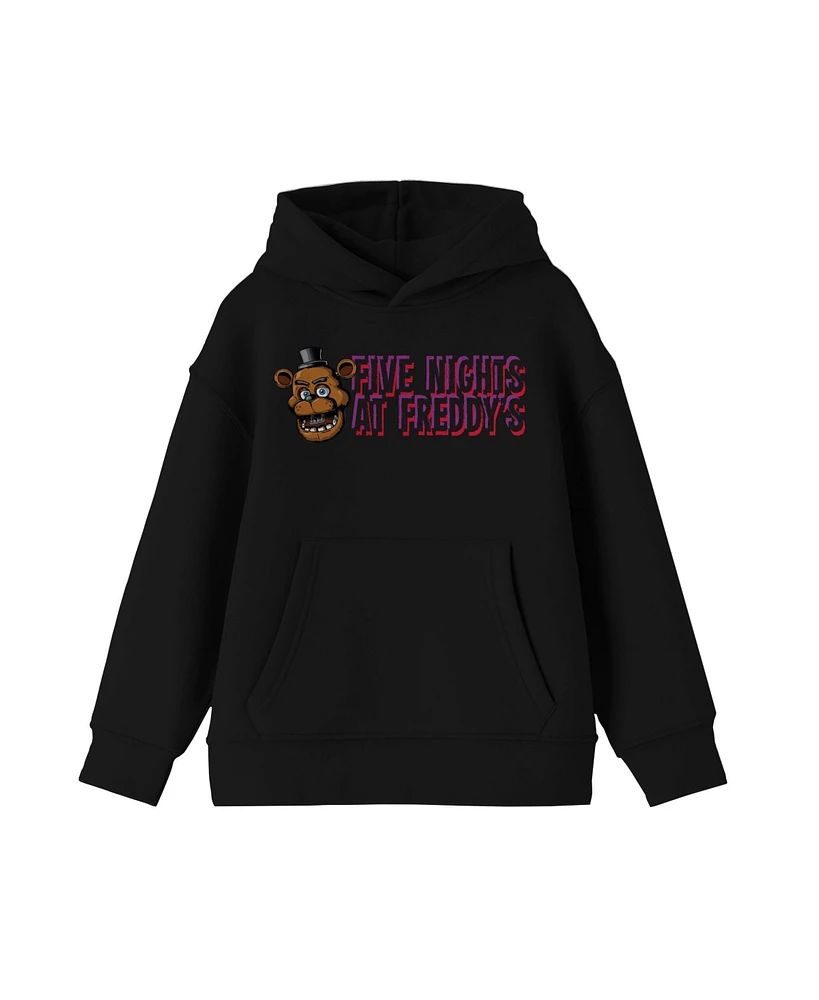 Five Nights at Freddy's Boys Horror Video Game Text Youth Black Hoodie-xl