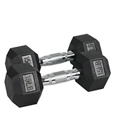 HolaHatha Iron Hexagonal Cast Home Exercise Dumbbell Free Weight, 15 Pounds