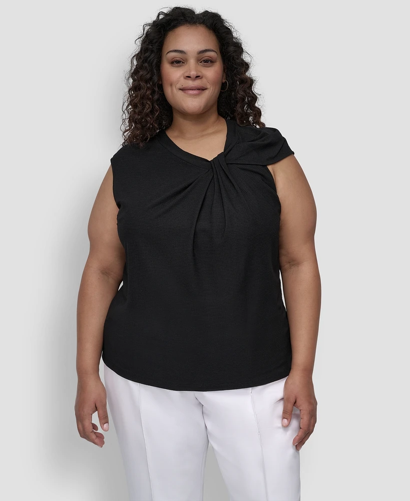 Dkny Plus Sleeveless Twisted-Neck Knit Top
