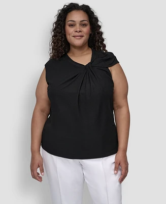 Dkny Plus Sleeveless Twisted-Neck Knit Top