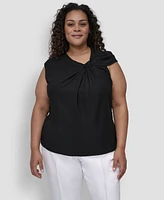 Dkny Plus Sleeveless Twisted-Neck Knit Top