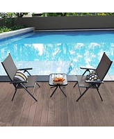 4PCS Patio Folding Dining Chairs Aluminium Adjustable Back