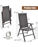 4PCS Patio Folding Dining Chairs Aluminium Adjustable Back