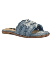 Nine West Women's Germanny Frayed Flat Slide Sandals