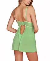 Hauty Women's 2PC Jacquard Babydoll and Panty Lingerie Set