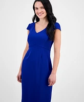 Connected Petite Structured V-Neck Sheath Dress